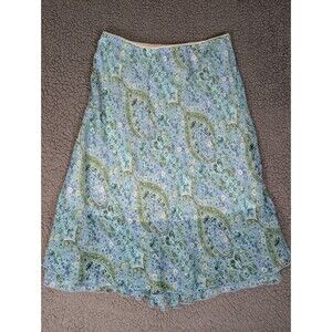 Notations Y2K Paisley Floral Print Women Midi A-Line Skirt PL Cottage Minimalist